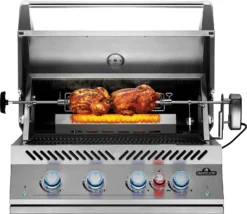 NAPOLEON 700-Series 32", Edelstahl, Einbau, Inkl. Drehspieß -Webe Grill Geschaft BIG32RB Grillhead Str Open KnobsLit BurnerOn Rotisserie WithFood 1