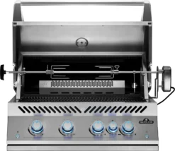 NAPOLEON 700-Series 32", Edelstahl, Einbau, Inkl. Drehspieß -Webe Grill Geschaft BIG32RB Grillhead Str Open KnobsOff Lit Rotisserie 1