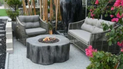 Gardenforma Sitzgruppen -Set: Gas Feuerstelle Manchester Aus Faserbeton In Baumstammoptik, Hellgrau & 4x Hocker -Webe Grill Geschaft xvNpGuTohWw